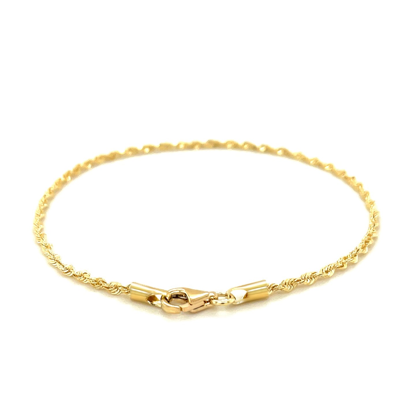 2.0mm 10k Yellow Gold Diamond Cut Rope Anklet