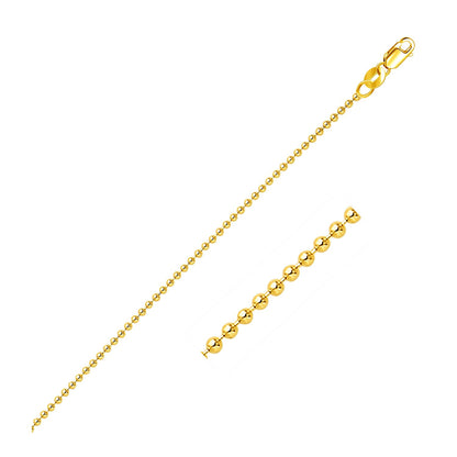 14k Yellow Gold Bead Chain 1.5mm (1.50 mm)