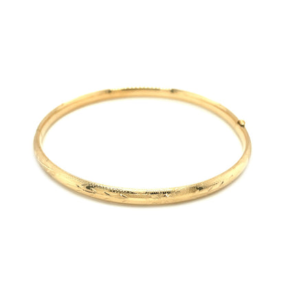 14k Yellow Gold Dome Florentine Design Bangle (5.00 mm)