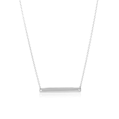 14k White Gold Smooth Flat Horizontal Bar Style Necklace