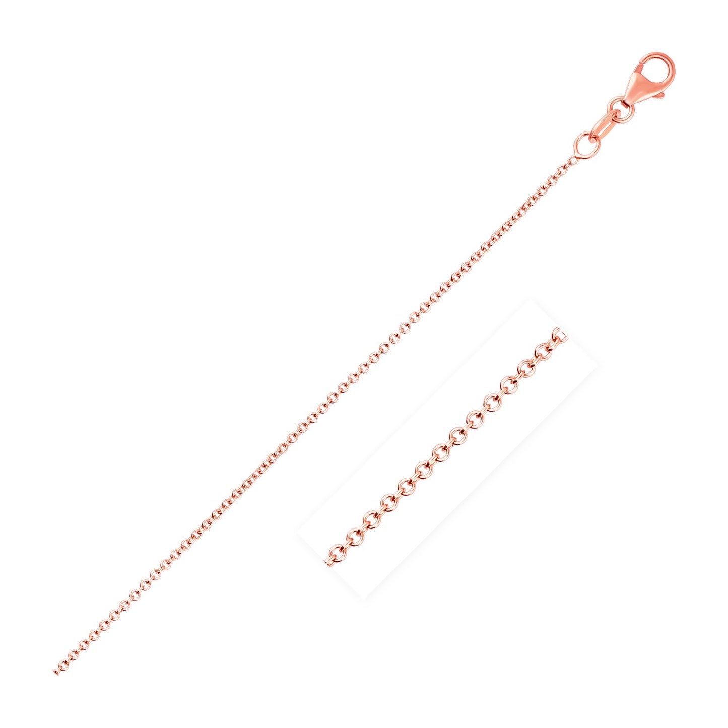 14k Pink Gold Round Cable Link Chain (1.10 mm)