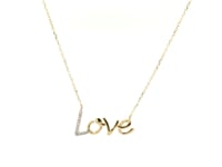 14k Yellow Gold 18 inch Necklace with Gold and Diamond Love Symbol