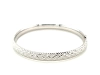 14k White Gold Diamond Carved Bangle (6.00 mm)