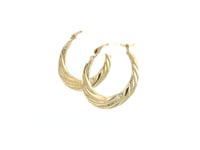 10k Yellow Gold Textured Graduated Twist Hoop Earrings