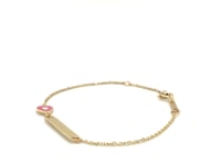 14k Yellow Gold 5 1/2 inch Childrens ID Bracelet with Enameled Heart (1.00 mm)