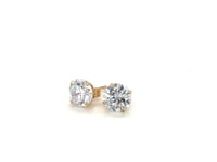 14k Yellow Gold Stud Earrings with White Hue Faceted Cubic Zirconia(7mm)