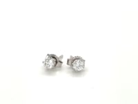 14k White Gold Diamond Four Prong Stud Earrings (1/4 cttw)