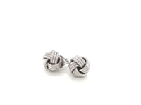 14k White Gold Love Knot with Ridge Texture Earrings