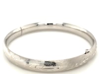 Classic Floral Carved Bangle in 14k White Gold (8.00 mm)