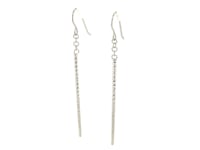 14k White Gold Long Bar Diamond Cut Drop Earrings