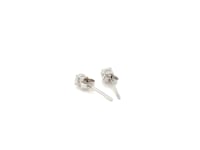 14k White Gold 3mm Faceted White Cubic Zirconia Stud Earrings