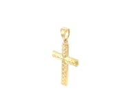 14k Yellow Gold Reversible Textured Cross Pendant