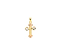 14k Tri Color Gold Cross Pendant