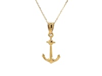 14k Yellow Gold Cable Chain with Anchor Pendant