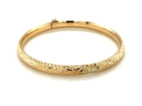 14k Yellow Gold Diamond Cut Design Dome Motif Childrens Bangle (5.50 mm)