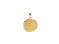 14k Two Tone Gold Round Textured Religious Medal Pendant