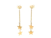 14k Two Tone Gold Drop Earrings with Polished Stars