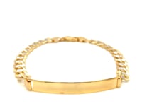 14k Two Tone Gold Mens Narrow Curb Chain ID Bracelet with White Pave (6.70 mm)