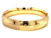 Classic Floral Carved Bangle in 14k Yellow Gold (13.50 mm)