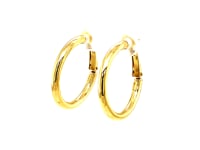 14k Yellow Gold High Polish  Hoop Earrings(2x20mm)