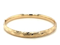 14k Yellow Gold Domed Bangle with a Weave Motif (6.00 mm)