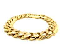 14k Yellow Gold 8 1/2 inch Wide Polished Curb Chain Bracelet (13.50 mm)